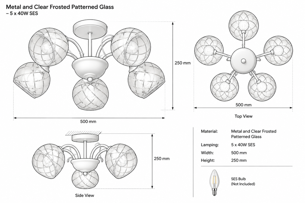 Brightstar-CH251/5 MATT WHITE Chandelier.