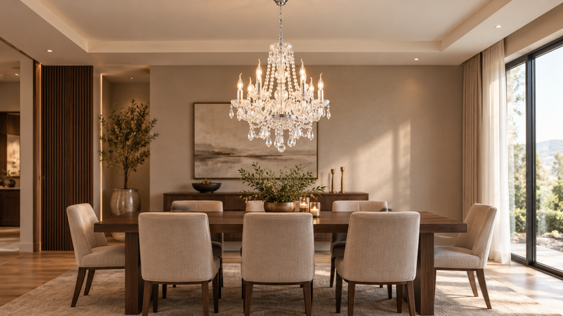 Brightstar-CH3054/6 CRYSTAL Chandelier Light-Modern dining room-Mr Smart Lighting Company
