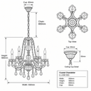 Brightstar-CH3054/6 CRYSTAL Chandelier Light-Product dimensions-Mr Smart Lighting Company.