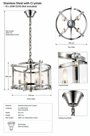 Brightstar-CH340/4 CHROME Chandelier.