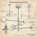 Brightstar-CH394/6 Gold Chandelier-Modern product drawing-Mr Smart Lighting Company