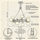 Brightstar-CH397/12 GUN METEL Chandelier 3CCT-Product dimensions-Mr Smart Lighting Company