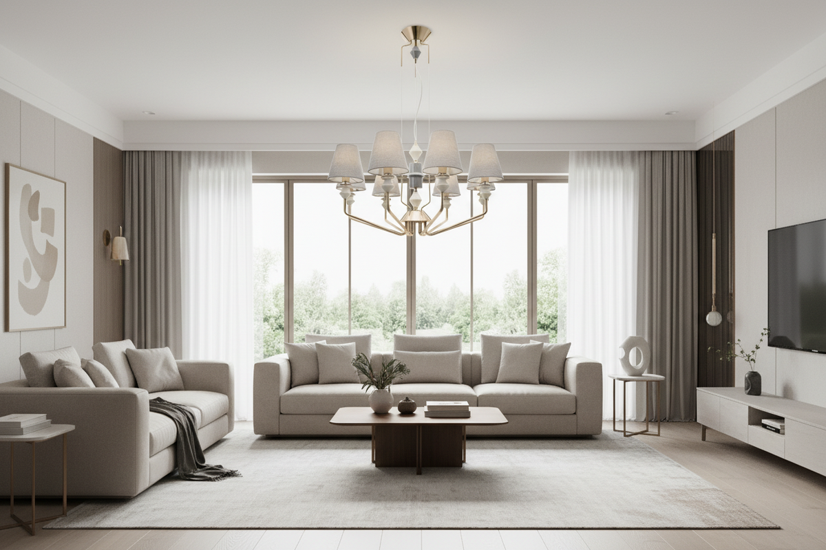 Brightstar-CH705 CERAMIC Chandelier-Modern living room.