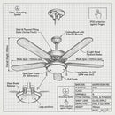 Brightstar-Ceiling Fan with Light Satin Chrome-RF20-Product Dimensions-Mr Smart Lighting Company