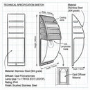 Brightstar-L079 STAINLESS Wall Lamp-Product dimensions.