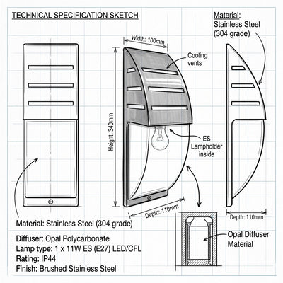Brightstar-L079 STAINLESS Wall Lamp