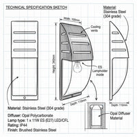 Brightstar-L079 STAINLESS Wall Lamp-Product dimensions.