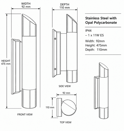 Brightstar-L081 Wall Lamp Stainless.