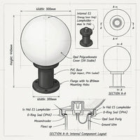 Brightstar-L308 OPAL Outdoor Light-Product dimensions-Mr Smart Lighting Company