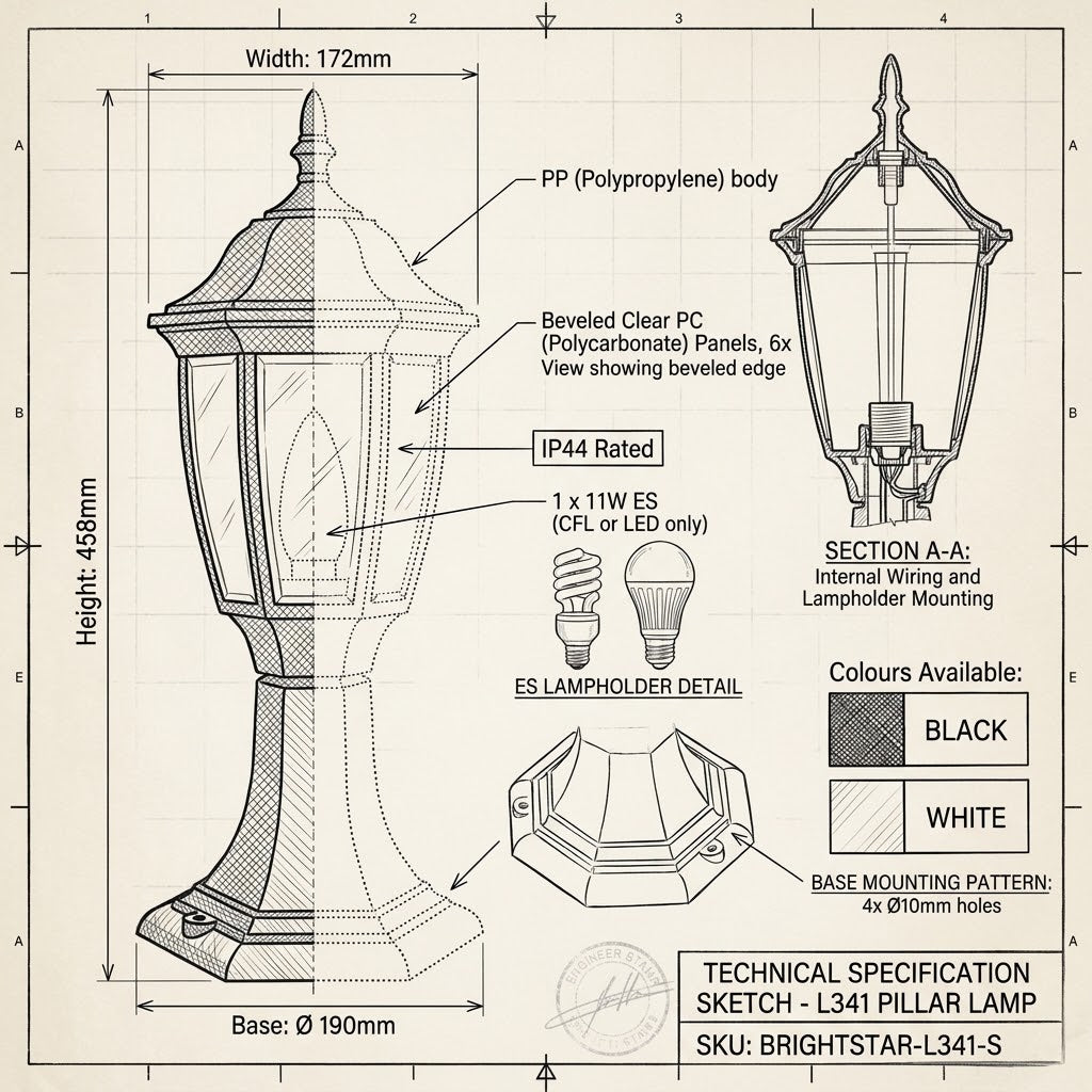 Brightstar-L341 Wall Lamp-Product dimensions-Mr Smart Lighting Company