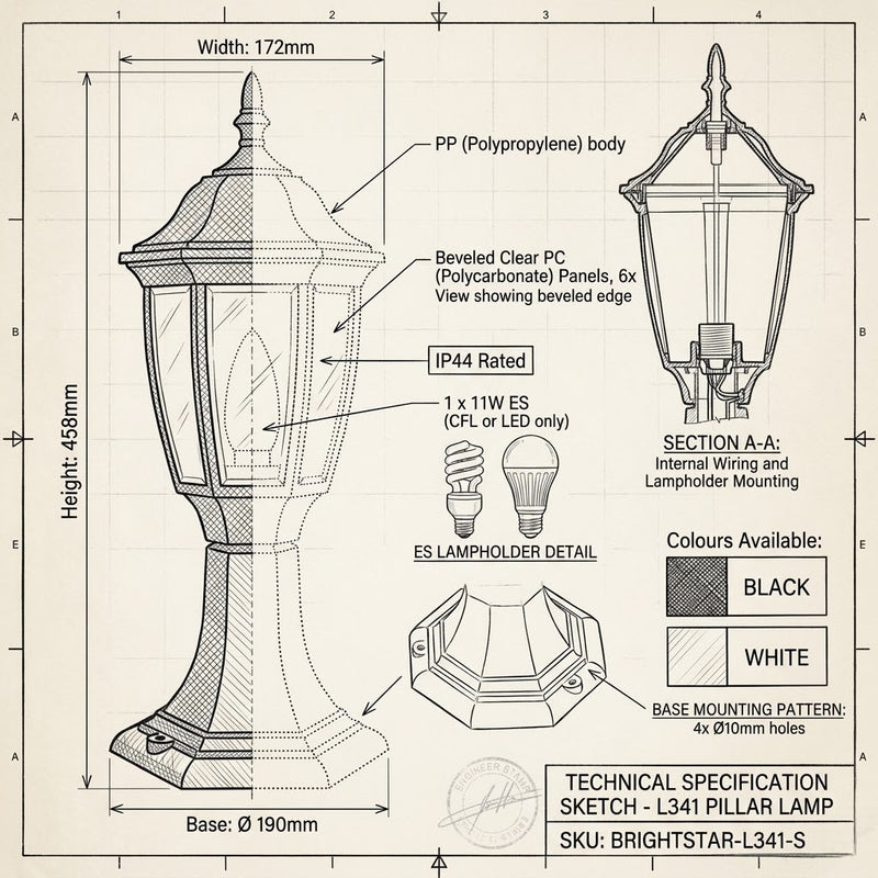 Brightstar-L341 Wall Lamp-Product dimensions-Mr Smart Lighting Company