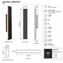 Brightstar-L549 BLACK Wall Light 3CCT-Product dimensions-Mr Smart Lighting Company.