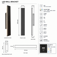 Brightstar-L549 BLACK Wall Light 3CCT-Product dimensions-Mr Smart Lighting Company.