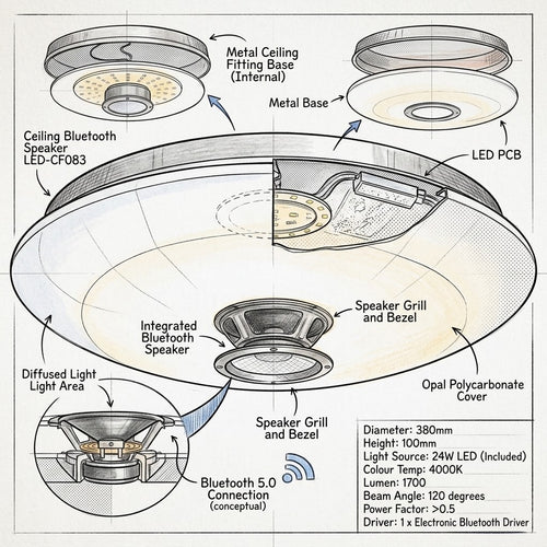 Brightstar-LED Ceiling Bluetooth Speaker-CF083 4000K.