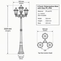 STANDING OUTDOOR LIGHT-LFL037 BLACK ip44-Product dimensions-Mr Smart Lighting Company