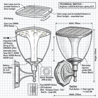 Brightstar-LS030 BLACK Solar Lighting 3CCT-Modern Drawing-Mr Smart Lighting