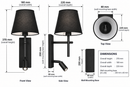 Brightstar-METAL WALL LAMP-WB278 BLACK-4000K-Dimensions-Mr Smart Lighting Company.