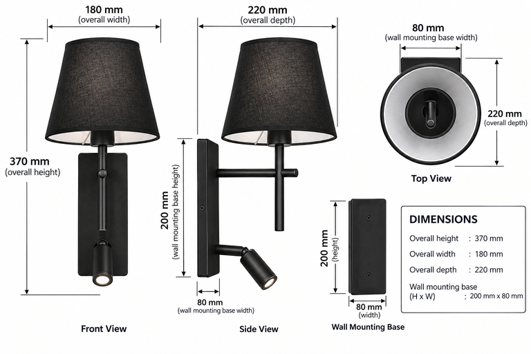 Brightstar-METAL WALL LAMP-WB278 BLACK-4000K.
