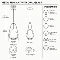 Brightstar-PEN152 BRASS Pendent Light-Product Dimensions-Mr Smart Lighting Company.