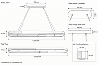 Brightstar-PEN253 3CCT LED Pendant Light-Product Dimensions-Mr Smart Lighting Company.