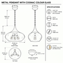 Brightstar-PEN603 COGNAC Pendent Light-product dimension-Mr Smart Lighting Company