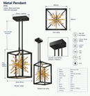 Brightstar-PEN817 BLACK Pendent Light 3000K-Product Dimensions-Mr Smart Lighting Company