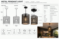 Brightstar-PEN898 BLACK Pendent Light-Modern product dimensions-Mr Smart Lighting Company.