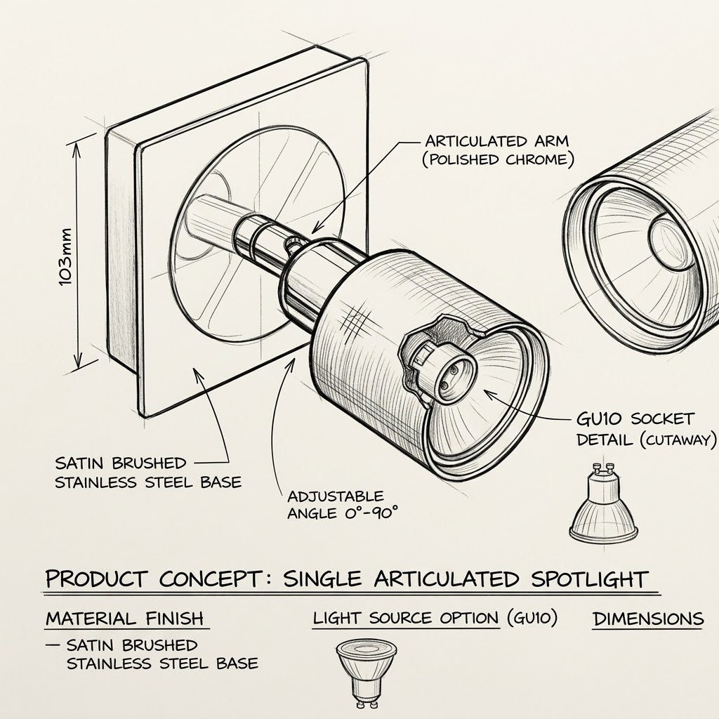 Brightstar-S050/1 SATIN CHROME Spotlight-Mr Smart Lighting Company.