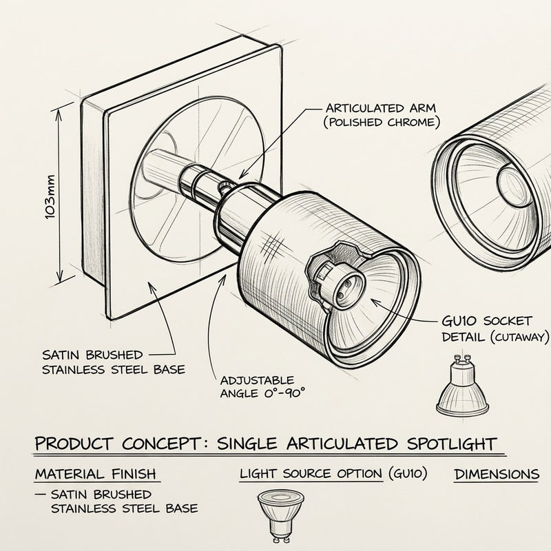 Brightstar-S050/1 SATIN CHROME Spotlight-Mr Smart Lighting Company.