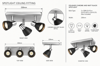 Brightstar-S056/3 BLACK Tracklight-Product dimensions-Mr Smart Lighting Company.