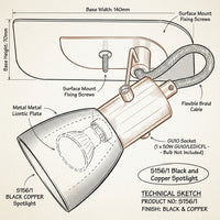 Brightstar-S156/1 BLACK COPPER Spotlight-Product dimensions-Mr Smart Lighting Company