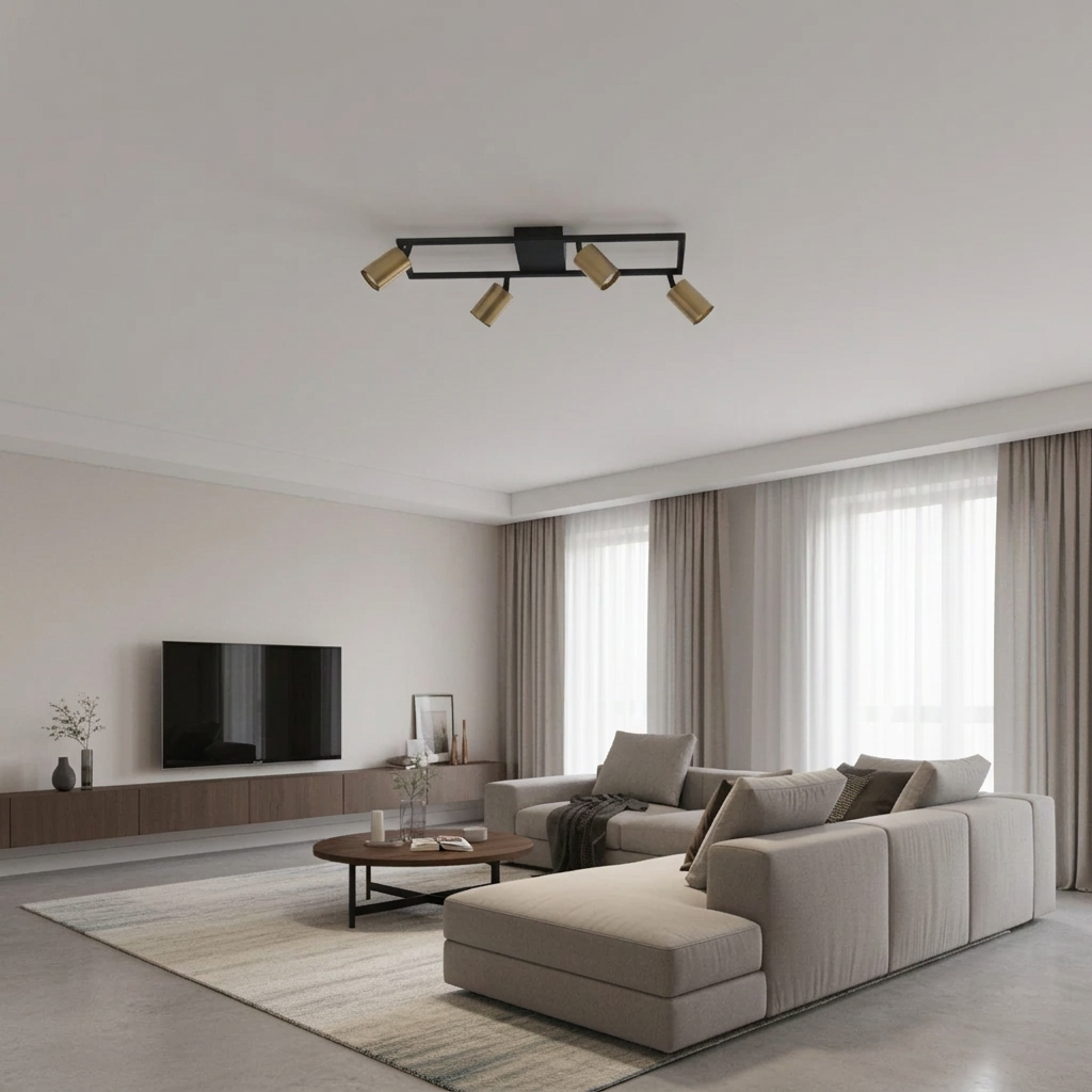 Brightstar-S414/4 SATIN BRASS Tracklight-Modern living room/lounge-Mr Smart Lighting Company.