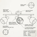 Brightstar-S417/3 BK/GD Spotlight-Product dimensions-Mr Smart Lighitng Company.