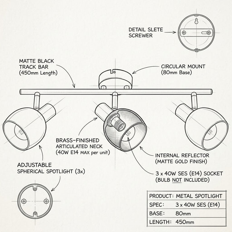Brightstar-S417/3 BK/GD Spotlight