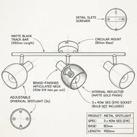 Brightstar-S417/3 BK/GD Spotlight-Product dimensions-Mr Smart Lighitng Company.