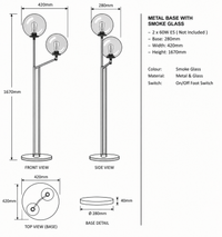 Brightstar-SL072 Black Standing Lamp-Product Dimensions-Mr Smart Lighting Company.
