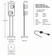 Brightstar-SL417 BLACK Standing Lamp-Product Dimensions-Mr Smart Lighting Company.