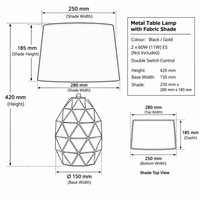 Brightstar-TL099 BLACK Table Lamp-Product dimensions-Mr Smart Lighting Company.