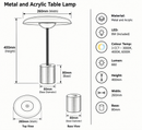 Brightstar-TL103 GOLD 3CCT Table Lamp-Product dimensions-Mr Smart Lighting Company.