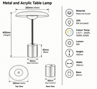 Brightstar-TL103 GOLD 3CCT Table Lamp-Product dimensions-Mr Smart Lighting Company.