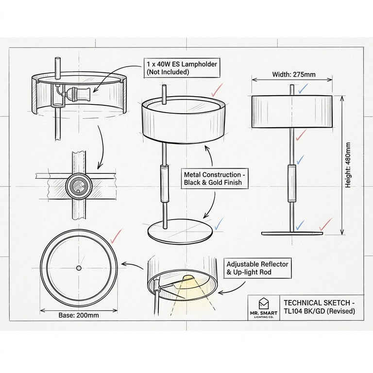 Brightstar-TL104 BK/GD Table Lamp.