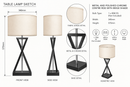 Brightstar-TL695 BLACK Table Lamp-Product dimensions-Mr Smart Lighting Company.