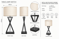 Brightstar-TL695 BLACK Table Lamp-Product dimensions-Mr Smart Lighting Company.