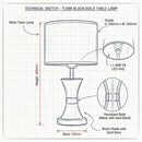 Brightstar-TL698 BLACK/GOLD Table Lamp-drawing-Mr Smart Lighting Company