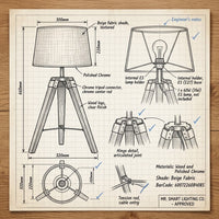 Brightstar-TL700 BEIGE Table Lamp-Product dimensions-Mr Smart Lighting Company