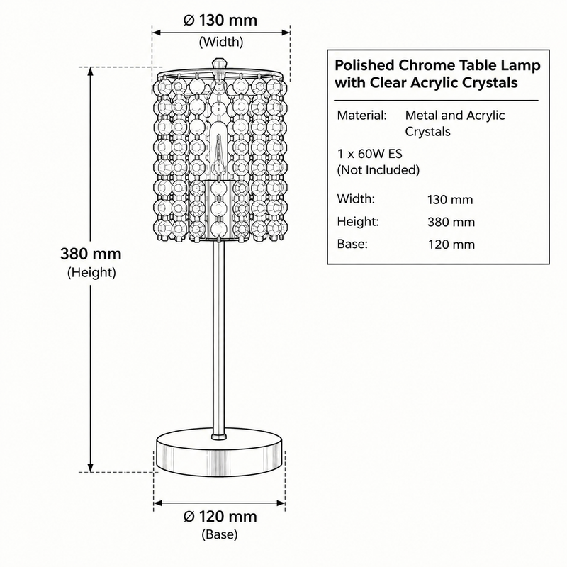 Brightstar-TL812 CHROME Table Lamp-Mr Smart Lighting Company.