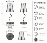 Brightstar-TL823 MATT BLACK Table Light-Product Dimensions-Mr Smart Lighting company.