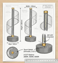 Brightstar-TL845 GREY Table Lamp 3CCT-Prouct dimensions-Mr Smart Lighting Company