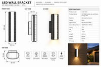 Brightstar-WALL LAMP-L558 BLACK IP54 3000K-Product dimensions-Mr Smart Lighting Company