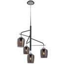 Brightstar CH246/4 BLACK Polished Chrome Chandelier with Metal and Smoke Color Glass-Mr Smart Lighting Company.
